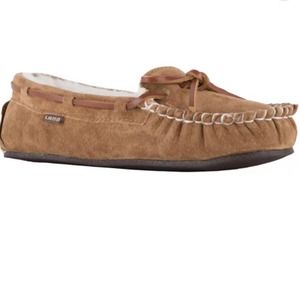 Lamo Women's Chestnut Suede Faux Fur Lined Britain Moccasin II Slippers sz 11